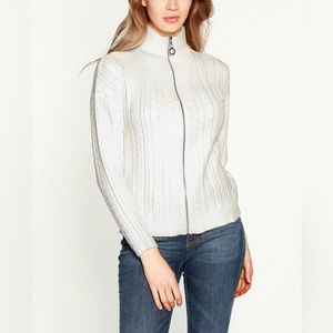 BELLDINI Women's Black Label Cable Zip Mock Neck Sweater